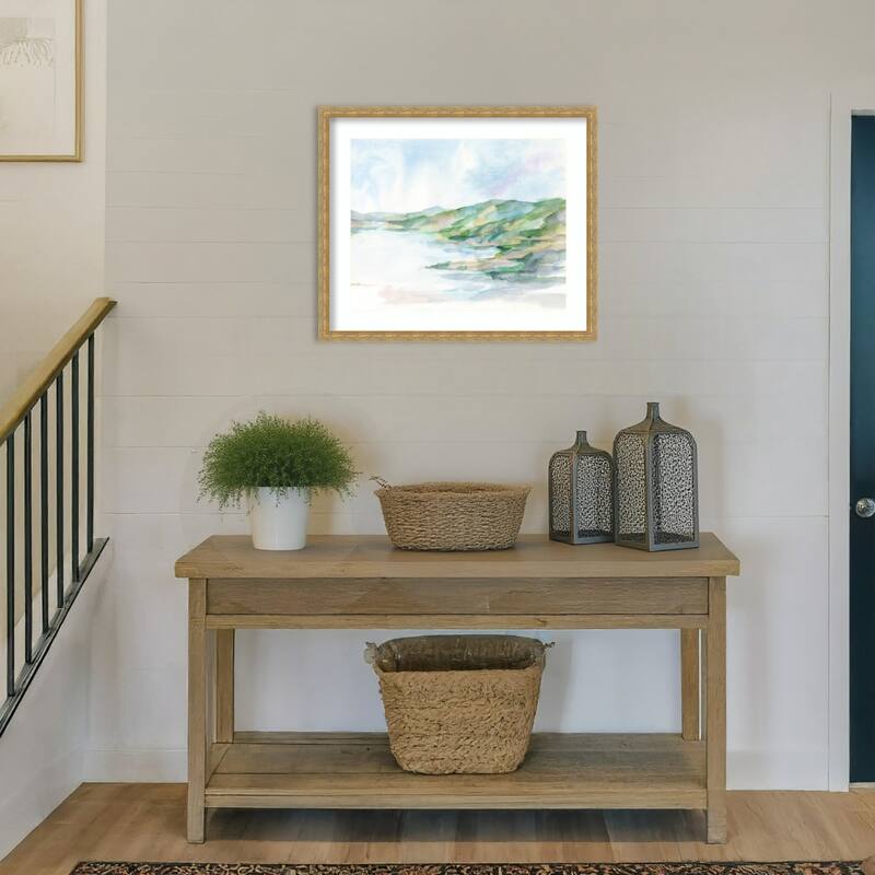 Pastel Seaside No. 2 by Ethan Harper Wood Framed Wall Art Print - Mila Dark Gold