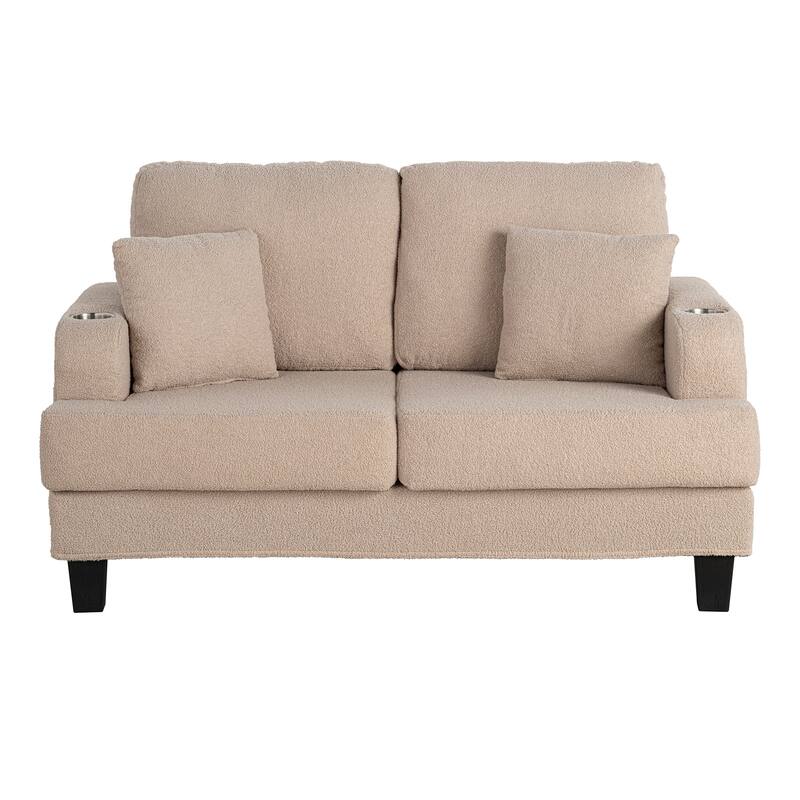 Modern Beige 3-piece Sectional Sofa Set with Loveseat and Storage Ottoman