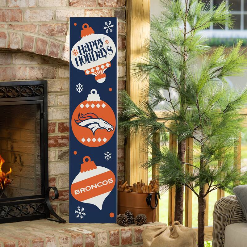 47" Double Sided Seasonal Porch Leaner, Denver Broncos - 47" x 11.25" - Christmas