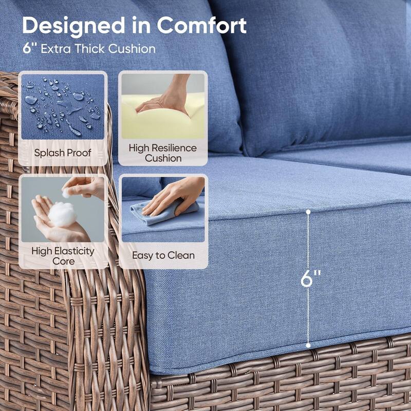 Pocassy Wicker Sofa Chair Set for Garden