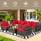 preview thumbnail 4 of 8, Gymax 7PCS PE Rattan Patio Sectional Sofa Conversation Set w/ Red - See Details