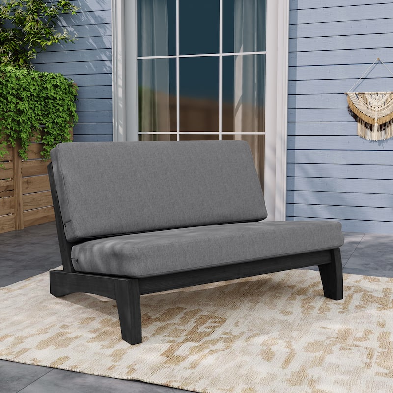 Outdoor Wood Club Chairs Set Loveseat with Cushion
