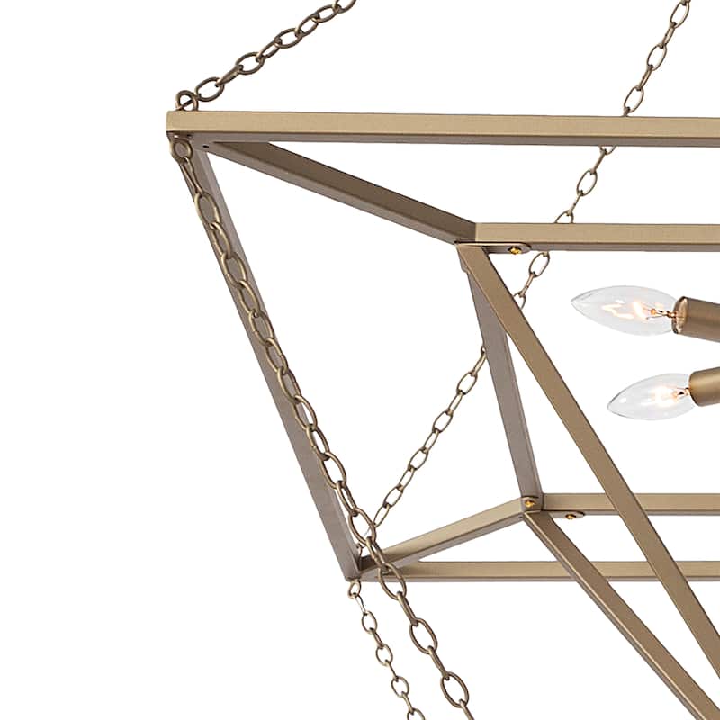 Modern 6 - Light Brass Dust Metal Geometric Chandelier - 44.88"x44.88"x45.53"