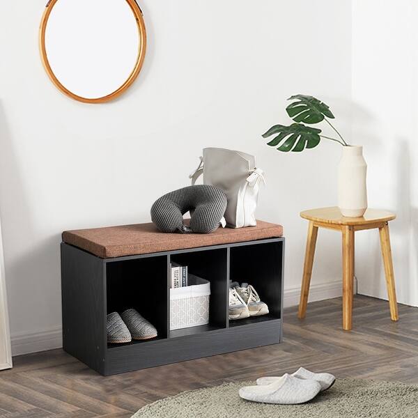 Shop Costway 3 Cube Storage Box Organizer Shoe Bench W Padded