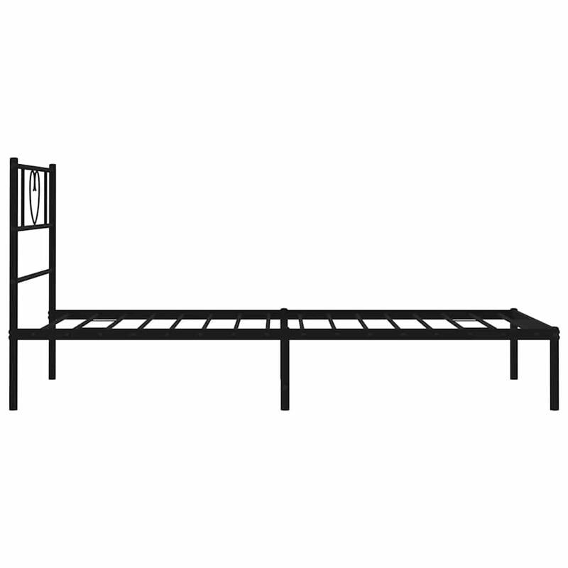 vidaXL Twin XL Metal Bed Frame with Headboard, Black, No Mattress - 81.5" x 41.3" x 35.4"