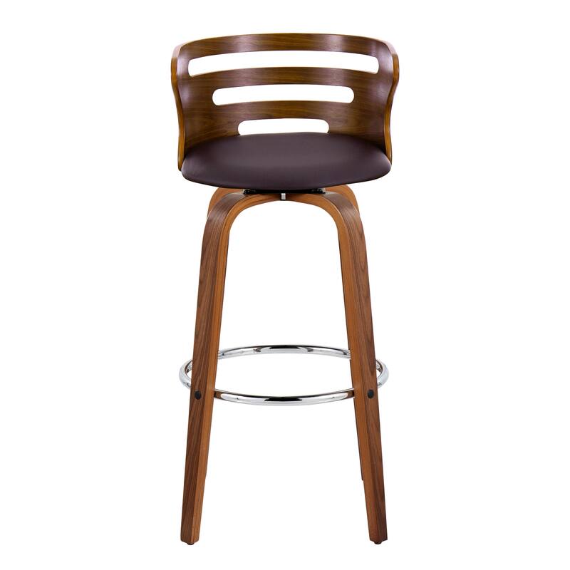 Carson Carrington Cranagh 30" Fixed-Height Bar Stool with Bent Wood Legs & Round Footrest (Set of 2)