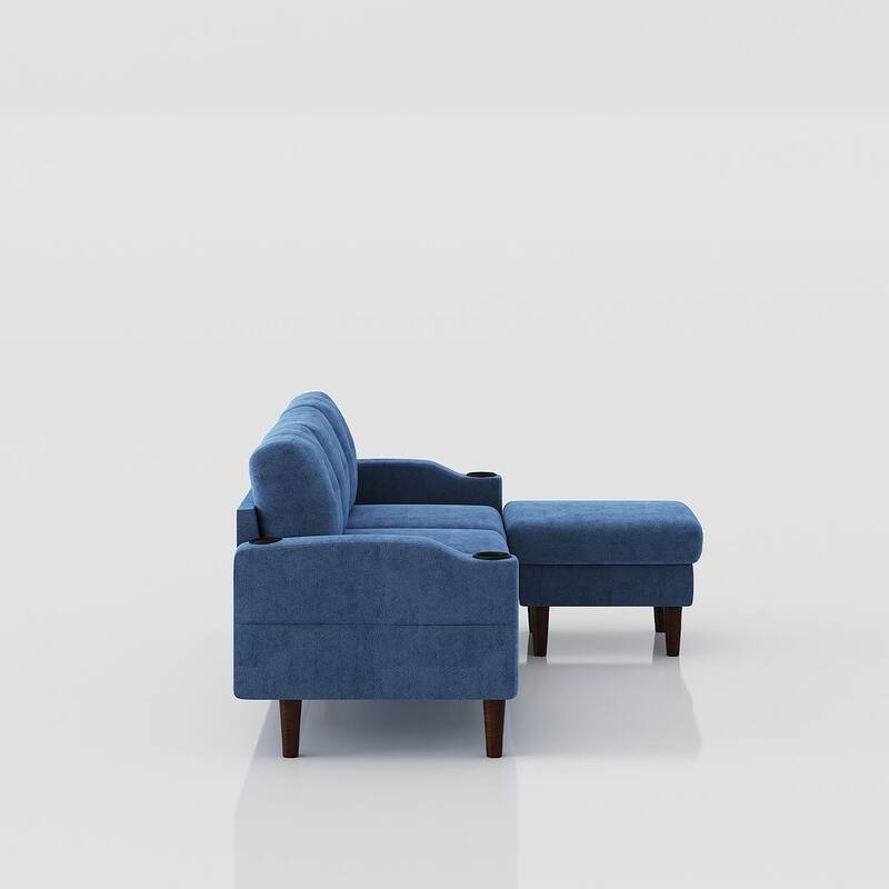 78.74" Wide Sectional Sofa with Ottoman & Cup Holder