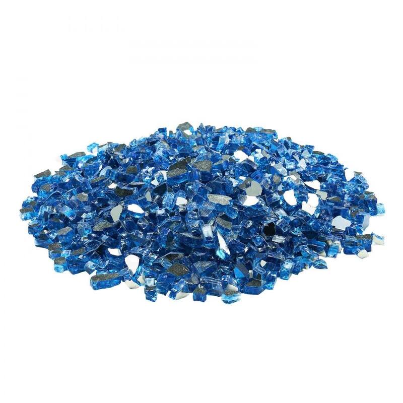 Pacific Blue Tempered Crushed Glass Fire Pit Rocks 10 lbs Heatproof - 1/2 inch