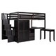 preview thumbnail 26 of 25, Full Size Loft Bed with Stairs, Bookshelf, Desk & Wardrobe - Space-Saving Multifunctional Furniture for Kids & Teens-White