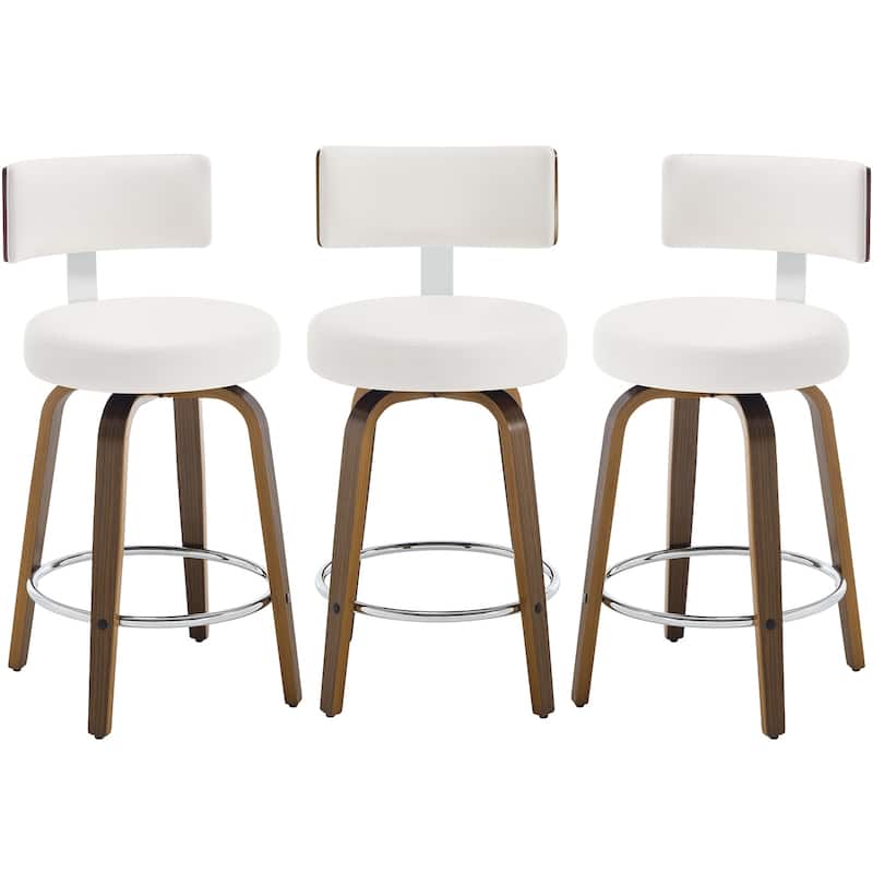 Upholstered Wood Swivel Bar/ Counter Stools, Set of 3