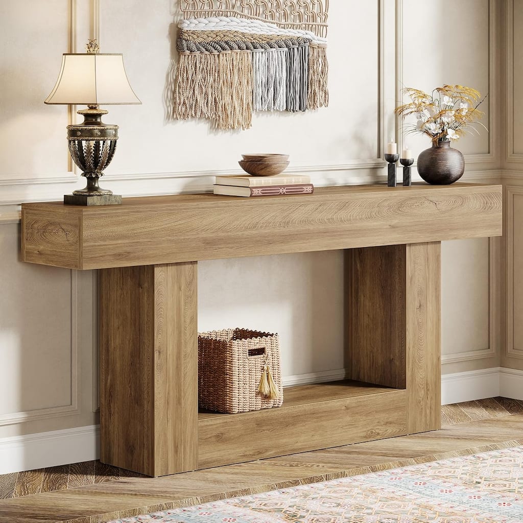 Farmhouse 2-Tier Entryway Table for Living Room, Hallway, Foyer