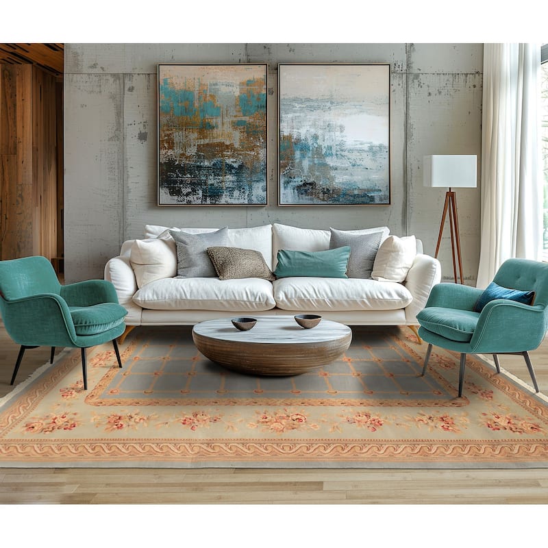 5'10''x8'9'' Hand Knotted Wool French Aubusson Savonerrie 300 KPSI Rug - 5' 10'' x 8' 9'' - 5' 10'' x 8' 9''