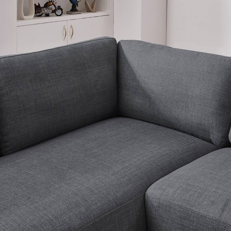 Gloria Mid-century Modern Cozy Sectional Linen Sofa