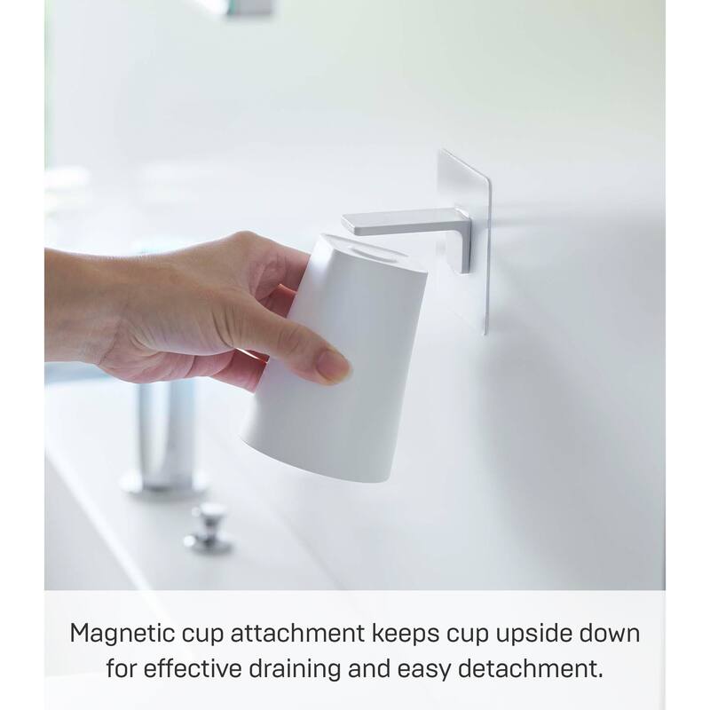 Yamazaki Home Traceless Adhesive Magnetic Cup, ABS Plastic, 200ml - L 2.76 x W 2.76 x H 3.74 inches