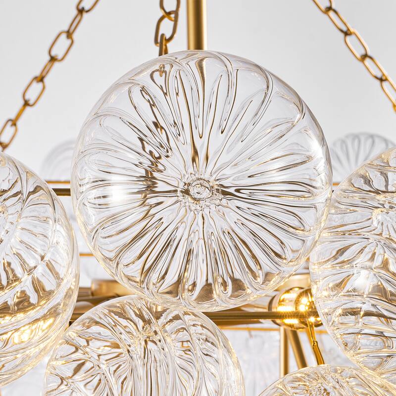Gold Bubble Ball Chandelier, LED Pendant Light with Glass Globes