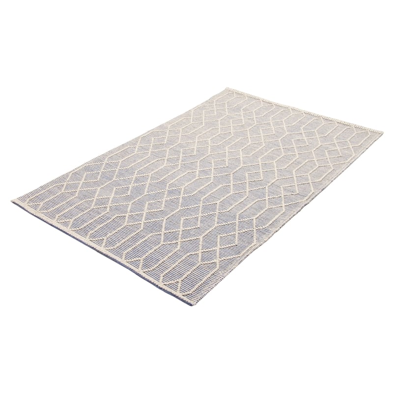 ECARPETGALLERY Braid weave Sienna Blue Wool Rug - 4'11 x 8'0