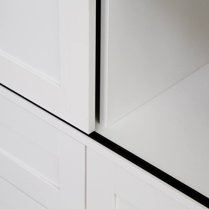 Classic Sliding Barn Door Wardrobe Bedroom Armoire Closet Clothing Storage Cabinet with Hanging Rod, Drawers & Open Shelves