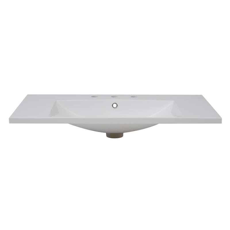 Roomfitters Bathroom Vanity Sink Top with Overflow, Drop-in Resin Sink with 3 Holes, Small Space Design, White