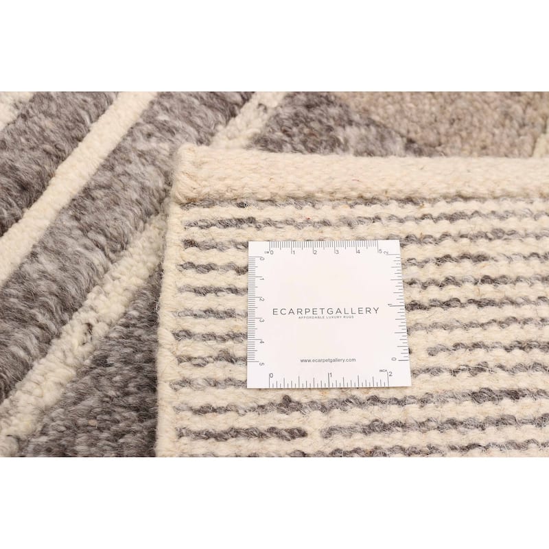 ECARPETGALLERY Hand-knotted Tangier Dark Grey Wool Rug - 8'2 x 9'10