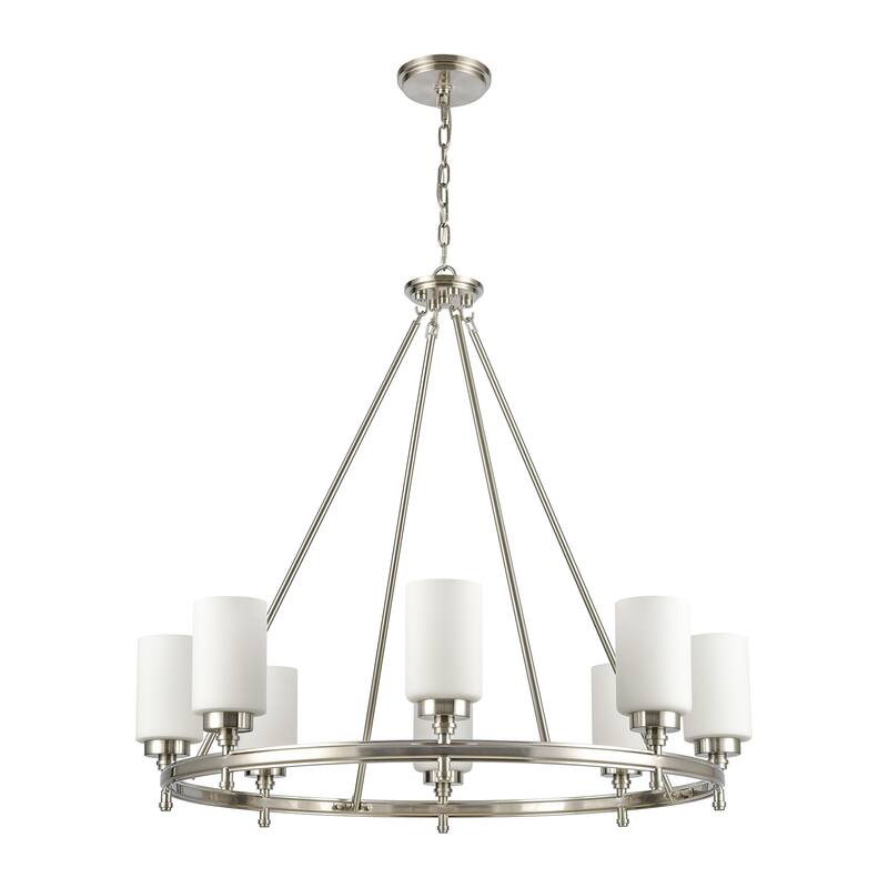 Elk Home Dawson Satin Nickel With Opal White Glass 8 Light Chandelier