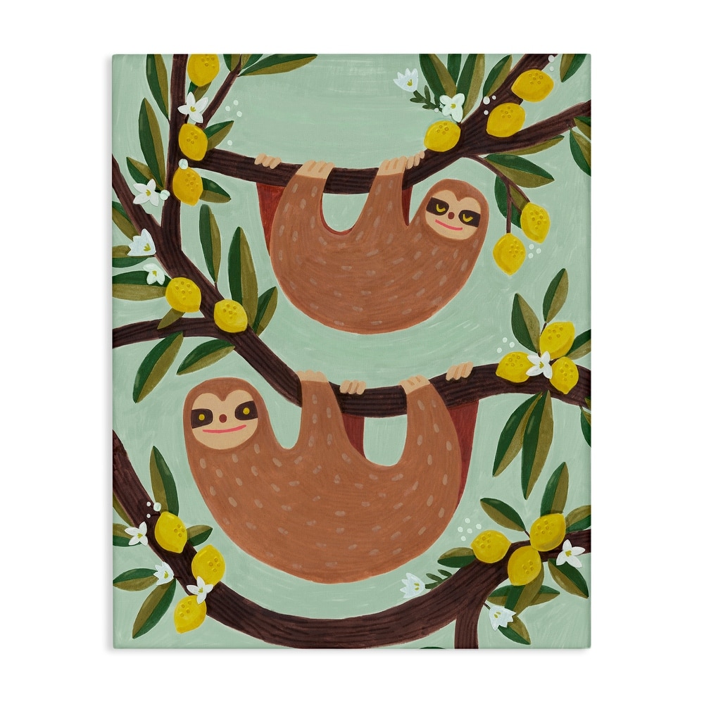 Stupell Hanging Sloths from Lemon Tree Canvas Wall Art Design By Irene Chan