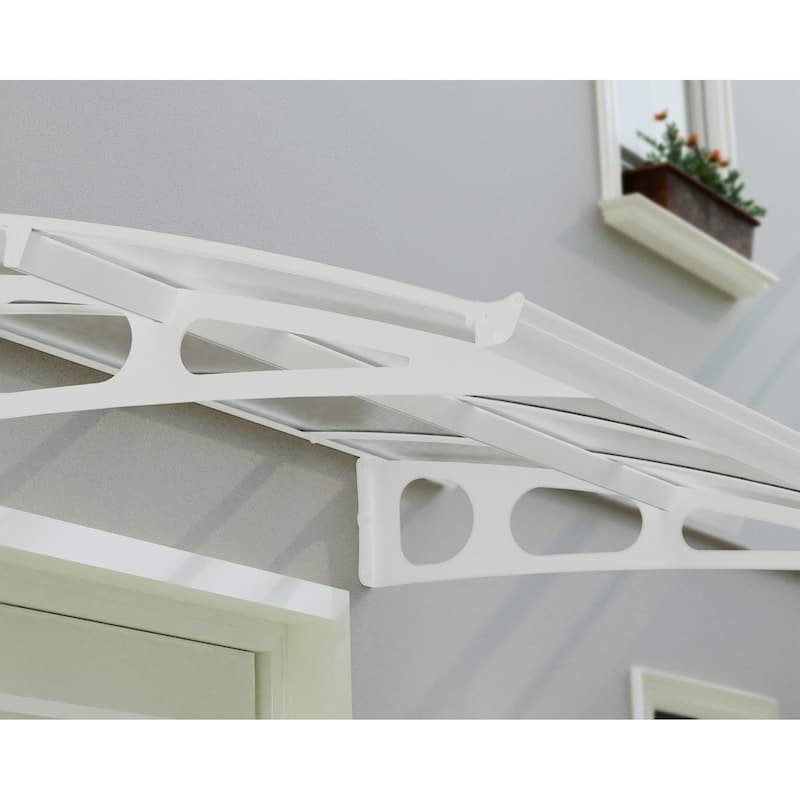 Bordeaux 5 ft. White/Diffused Door and Window Awning