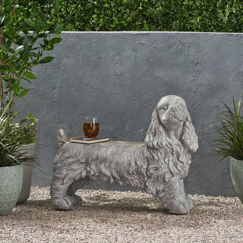 Roomfitters Cocker Spaniel Dog Statue, Decorative Animal Sculpture for Garden or Home, Gray