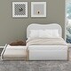 preview thumbnail 12 of 20, Twin Size Sofa Platform Bed Frame with Twin Size Trundle Bed, Cashew Nut Shape Upholstered Headboard Wood Supporting Feet White - Full