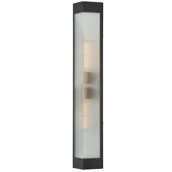 slide 2 of 4, Maxim 30763CR Triform 2 Light 32" Tall Outdoor Wall Sconce Black / Antique Brass