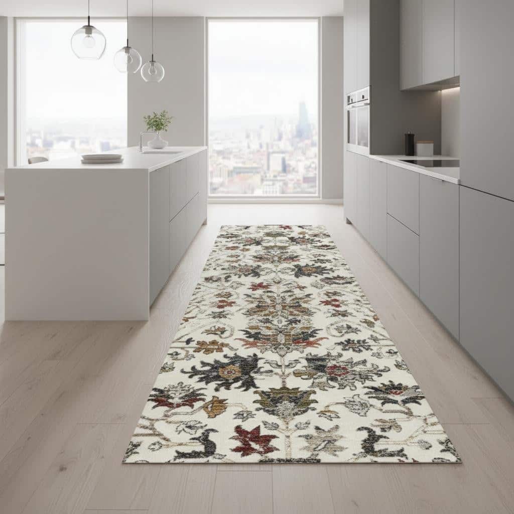 HomeRoots Floral Medallion Modern Runner Area Rug - 2' X 8'