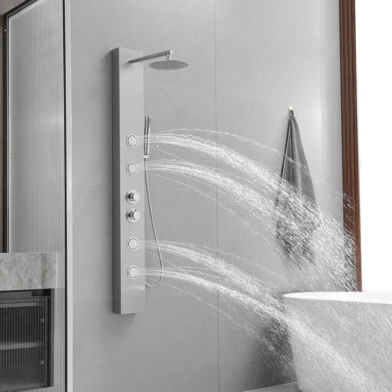 WIZ Rainfall Shower Tower Shower Panel System with Hand Shower