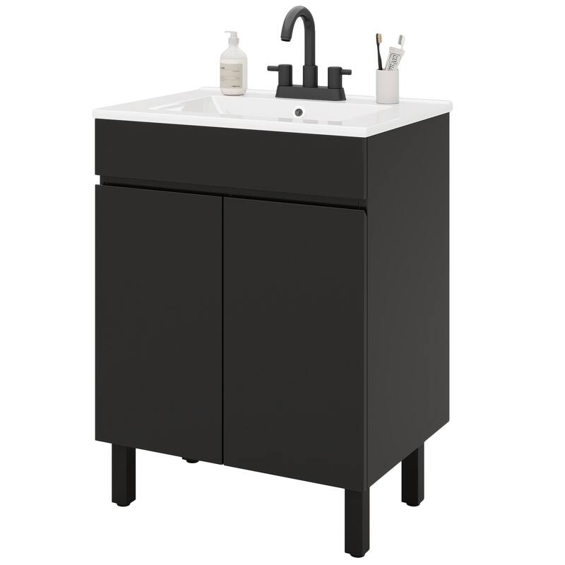Moasis 24 Inch Bathroom Vanity with Undermount Sink and Soft Close Door Modern Design