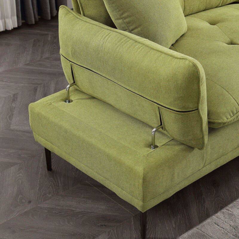 Modern upholstered loveseat couches with metal feet - N/A