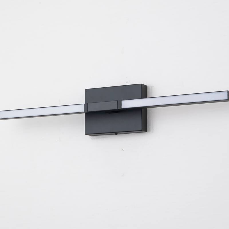 23.6" W Modern Matte Black/Stained Nickel 3000K Dimmable LED Bathroom Vanity Wall Light