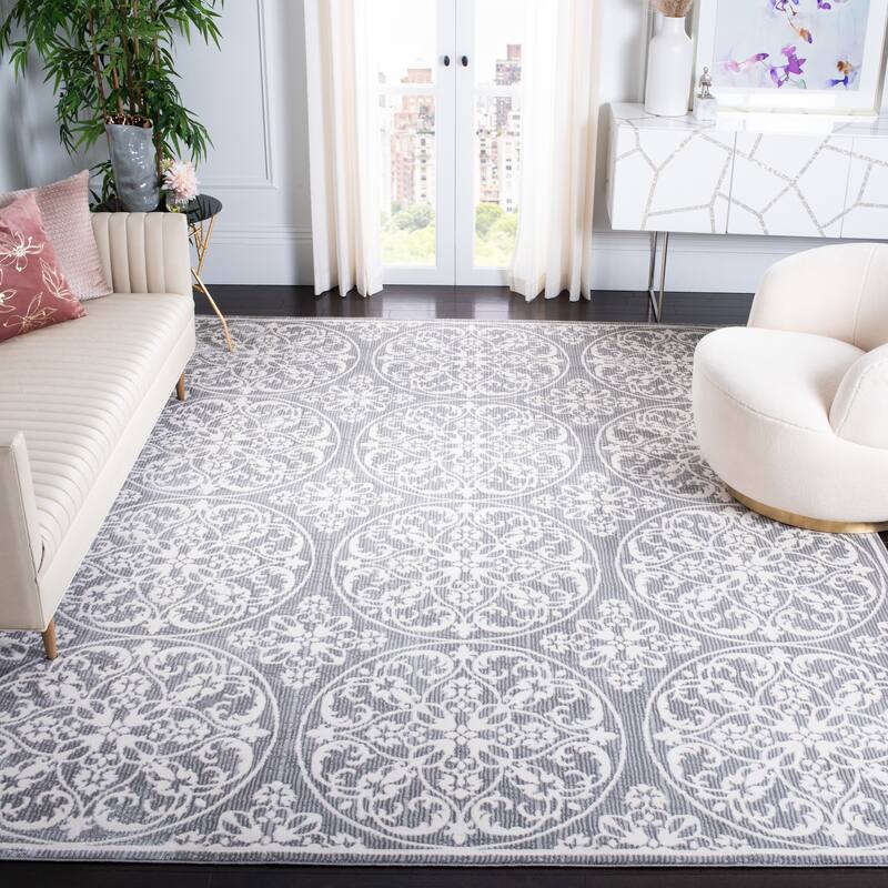 SAFAVIEH Lagoon Kathie Modern Abstract Rug - 6'7" Square - Grey/Ivory