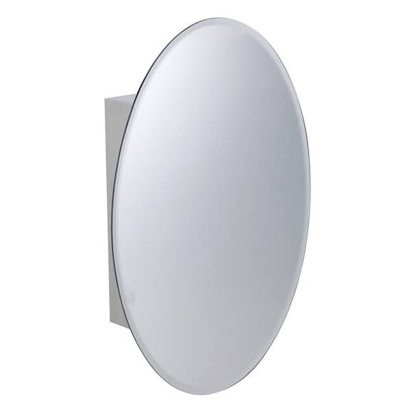 Shop Medicine Cabinet Brushed Stainless Oval Mirror Wall Mount