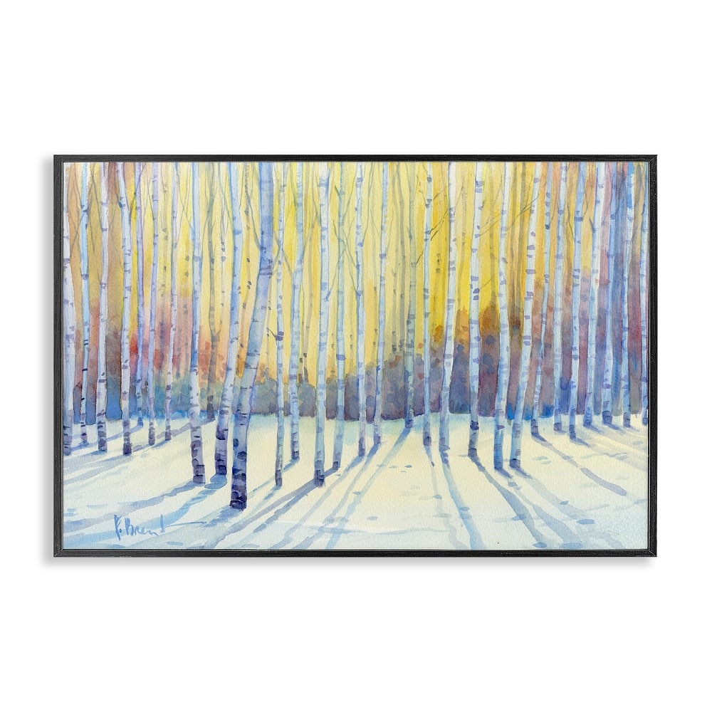 Stupell Sunlit Winter Birch Trees Framed Giclee Art Design By Paul Brent