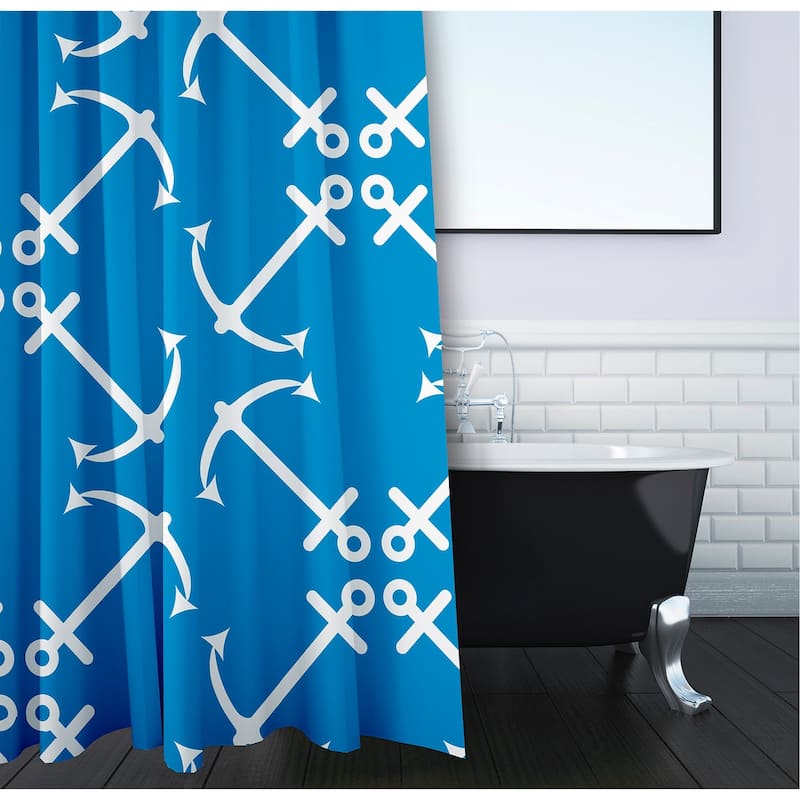 71 x 74-inch Anchor's Up Geometric Print Shower Curtain