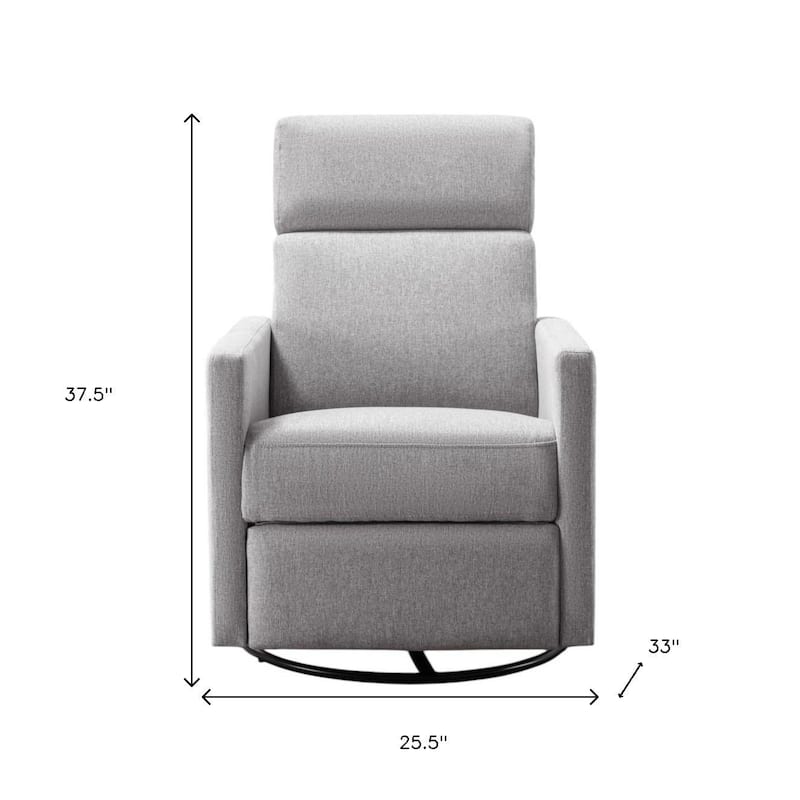 HomeRoots 26" Gray Tufted Linen Gliding Swivel Manual Rocker Recliner