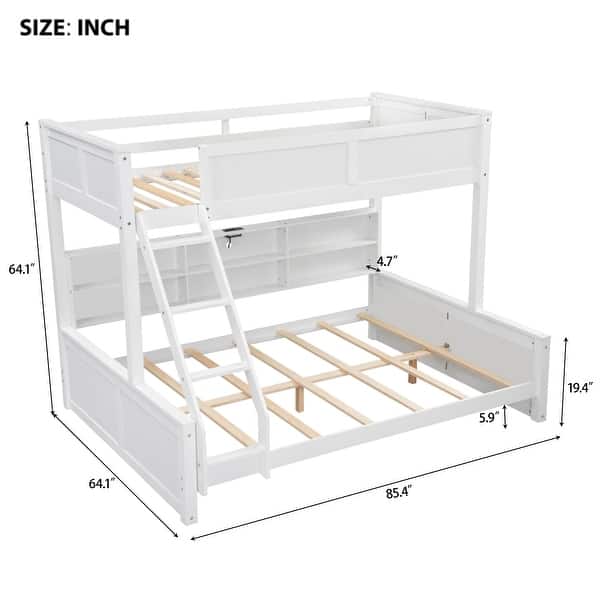 dimension image slide 0 of 4, Bunk Bed with 6 Side Storage Cabinets and USB Ports