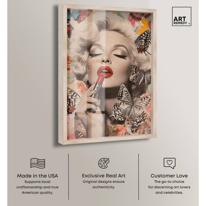 Iconic Lady Butterfly Collage Shadowbox by Art Remedy