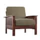 Hills Mission-Style Oak Accent Chair by iNSPIRE Q Classic - Olive Microfiber