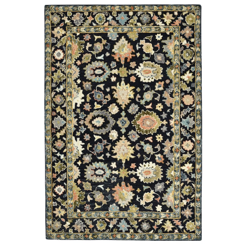 Empress Black Traditional Hand-Hooked Area Rug 2' x 3' - 8x10
