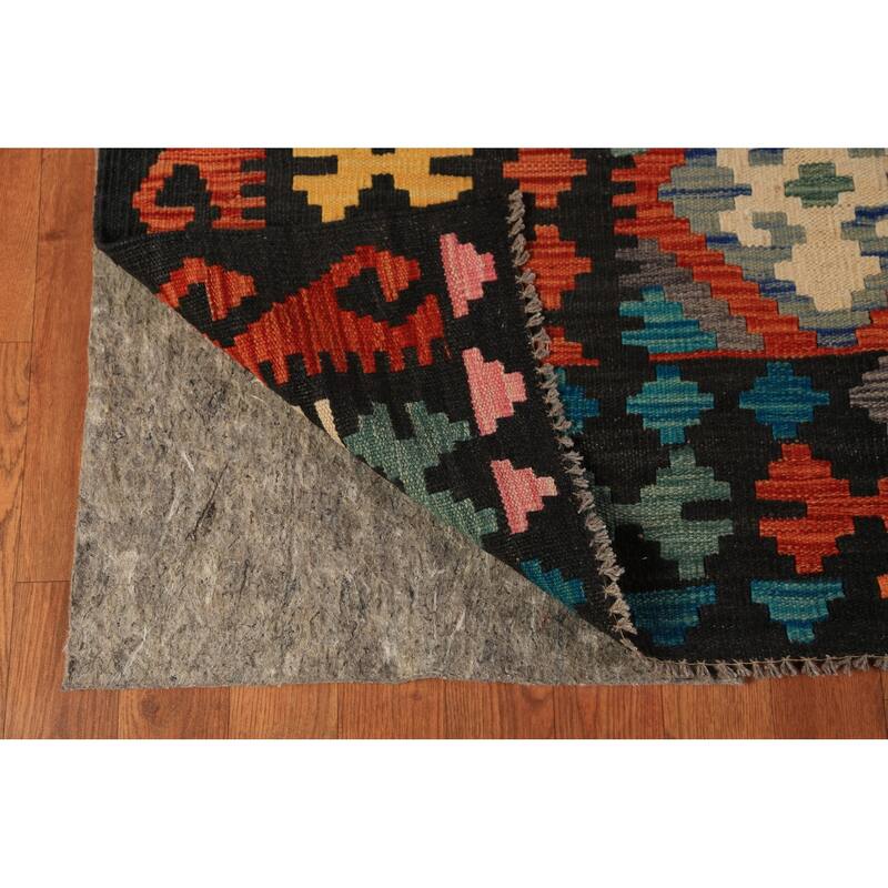Tribal Geometric Kilim Area Rug Hand-Woven Wool Carpet - 8'7"x 11'6"