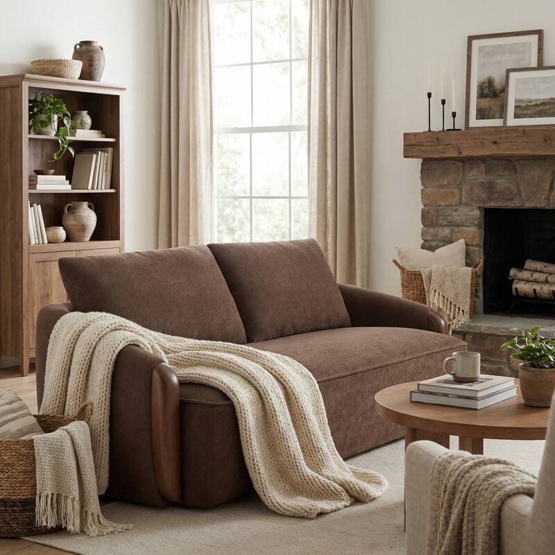 Christopher Knight Home - Curved 75" Boucle Upholstered Sofa with Solid Wood Frame