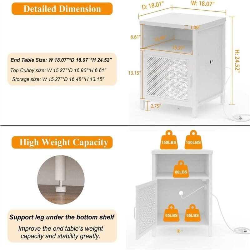 Side Table with Charging Station