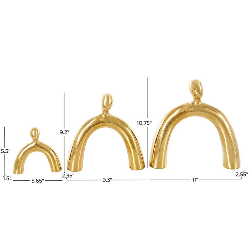 Silver or Gold Ceramic Abstract Arched Family Decorative Sculpture (Set of 3)