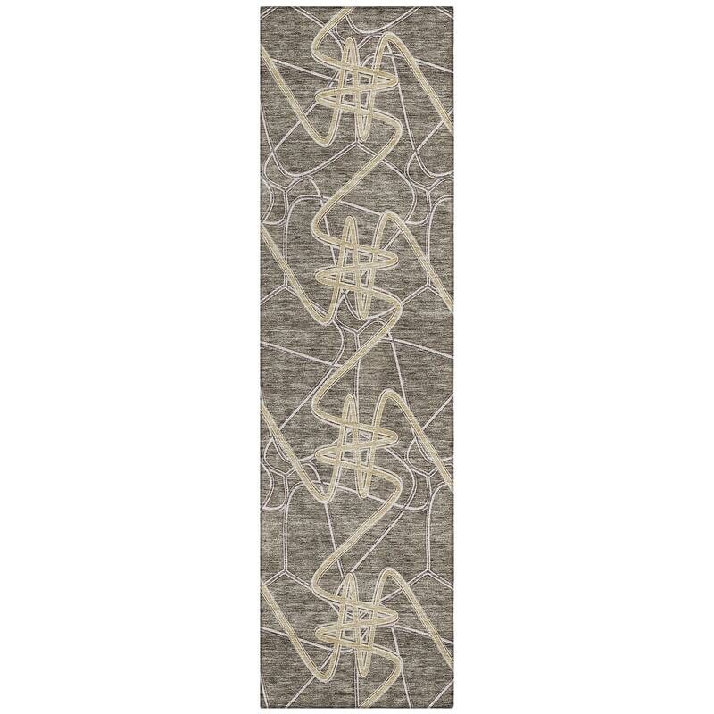 Machine Washable Indoor/ Outdoor Contemporary Links Chantille Rug