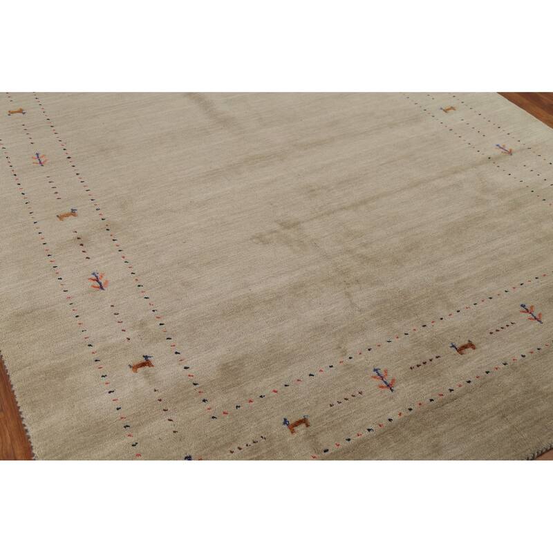 Little Animals Tribal Gabbeh Area Rug Hand-Knotted Wool Carpet - 6'6"x 9'10"
