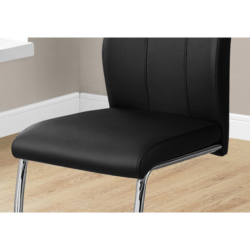 Modern Dining Chairs Set of 2, PU Leather Kitchen Chairs, Chrome Metal Base, Contemporary Design